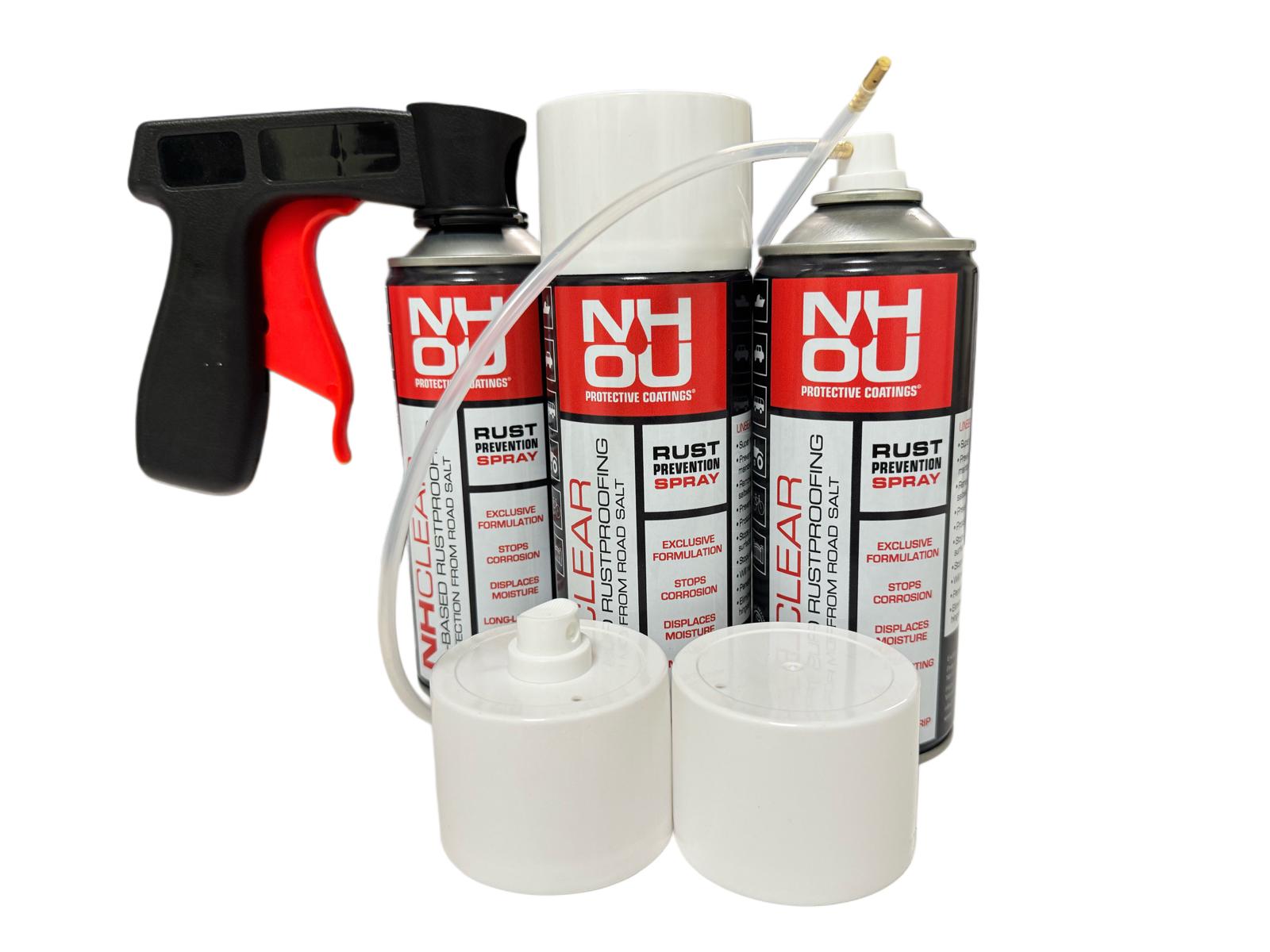 NHOU® Clear Rust Prevention Spray Set – 3 × 400ml + Comfort Grip Handle, 3 × 400ml