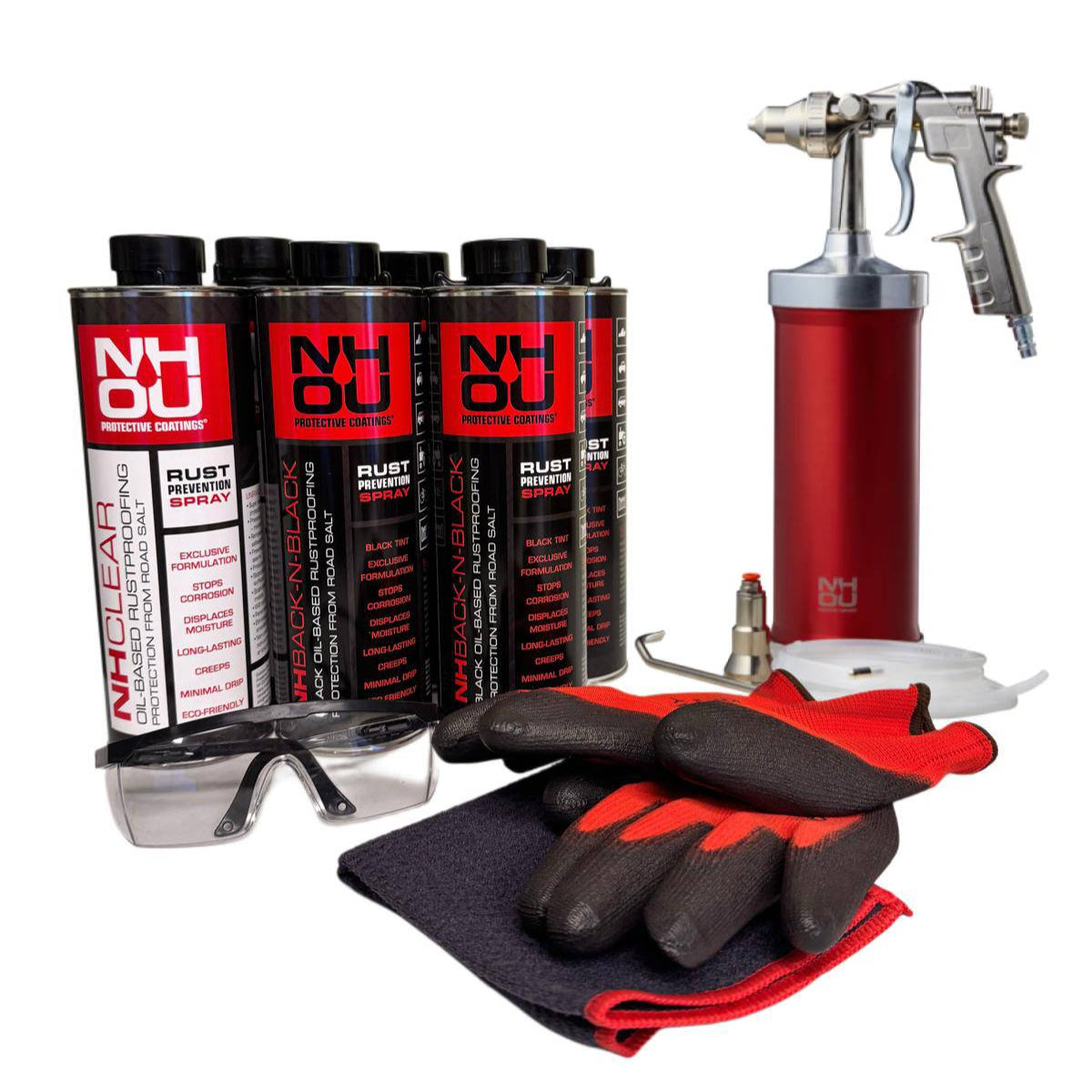 NHOU® Professional Rustproofing Starter Set – Spray Gun + 6 × 1L, 6 × 1L