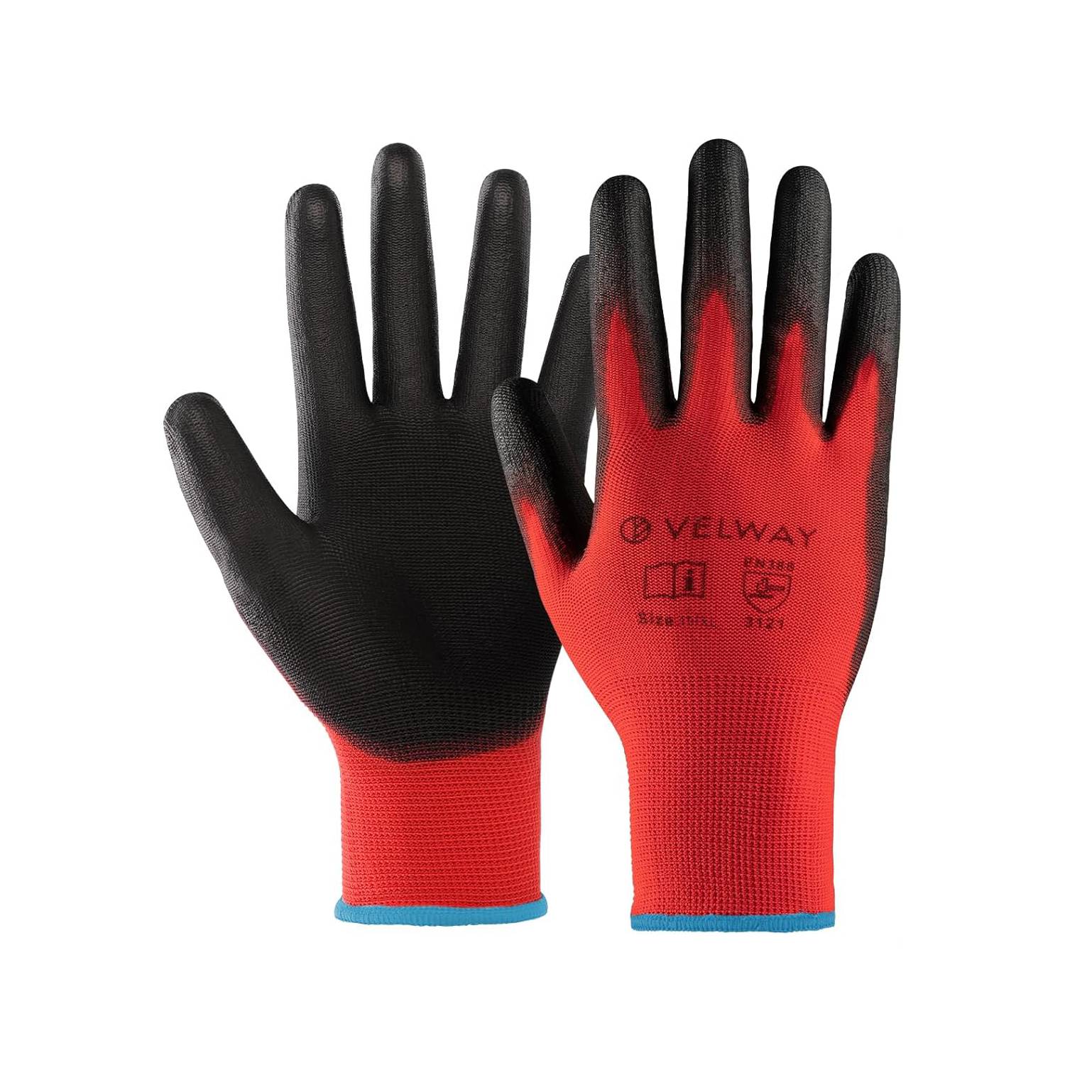 Velway PU-Coated Work Gloves – EN388 Non-Slip Mechanic Gloves, 1 Pair, Rustproofing Accessory